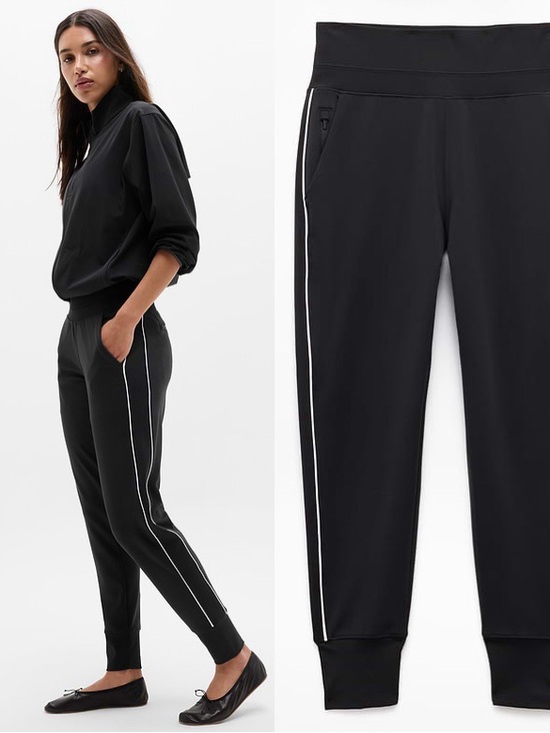 Athleta Pants - Athleta Venice High Rise Track Stripe Joggers Chocolate Brown Athleisure Sz L 💛🍄